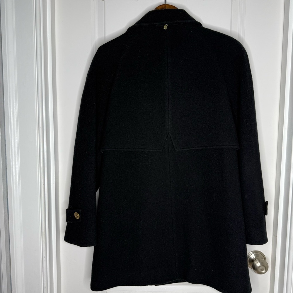 Etienne Aigner Vintage 100% Wool Pea Coat Black Gold Buttons Made in USA Size 12 - Picture 4 of 8